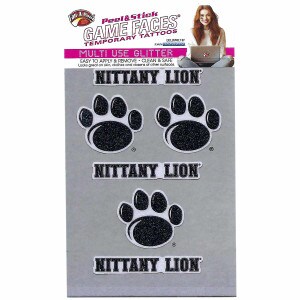 temporary glitter tattoos Nittany Lion and Paws